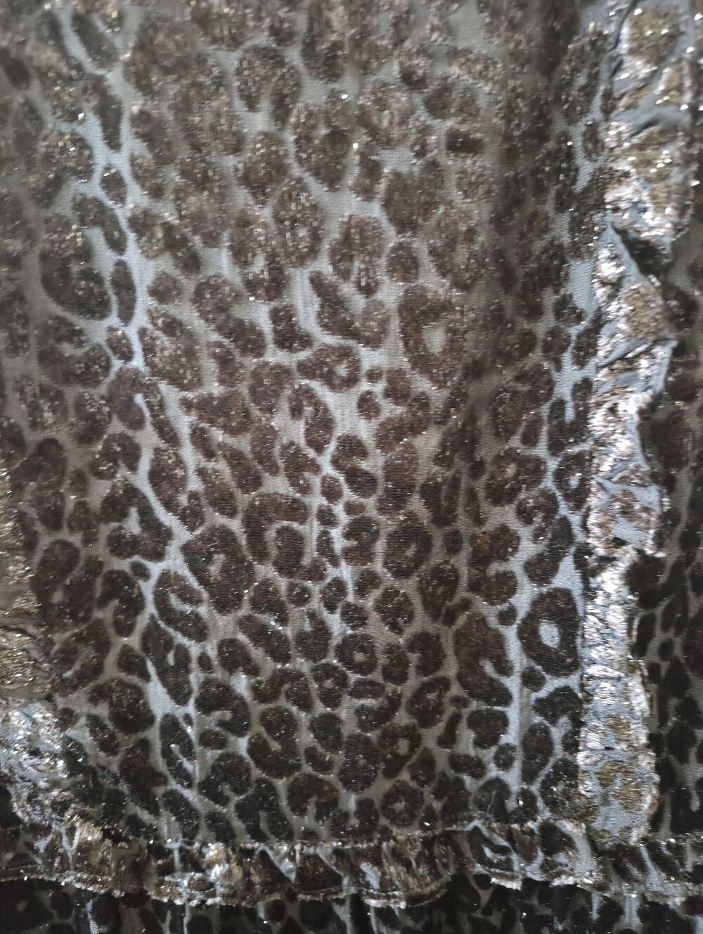 Paper Parachute Black Burnout Velvet Leopard Print Ruffle Maxi Dress Women Small - Picture 4 of 8